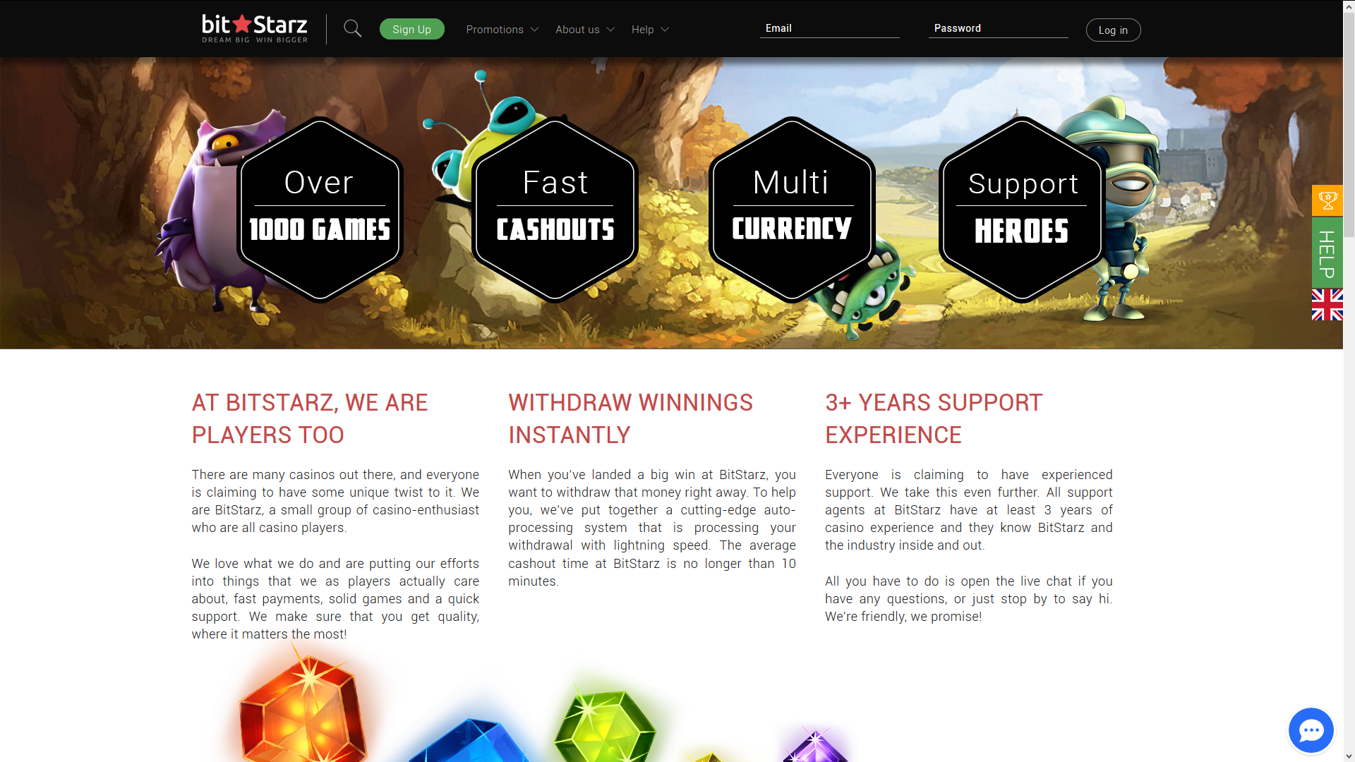BitStarz Bitcoin Casino homepage