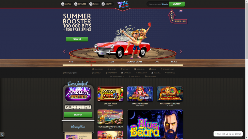 Bitcoin gambling website 7Bit Casino homepage