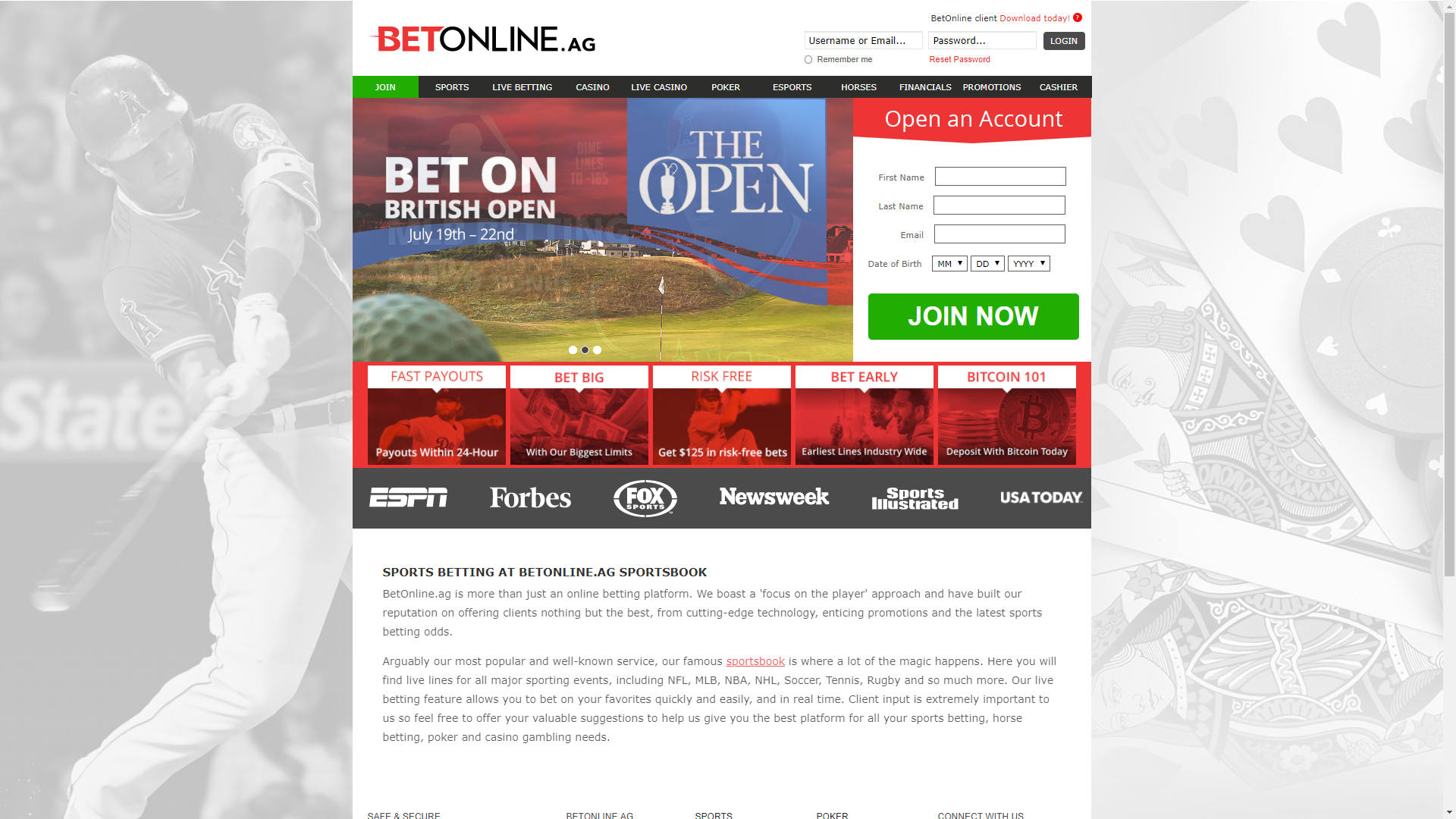 Bitcoin gambling website betonline homepage